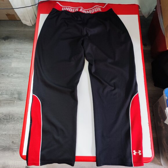 Under Armour Warm-up jogger women's size XL black red design lightweight - Picture 1 of 14